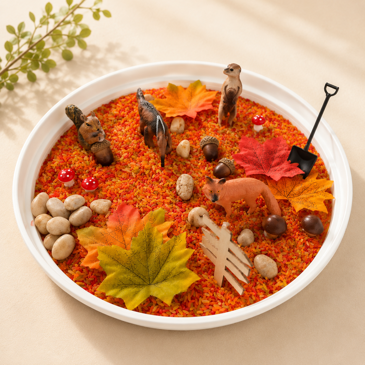 Harvest Sunshine red orange and yellow sensory rice for toddlers - WhimsyBloom