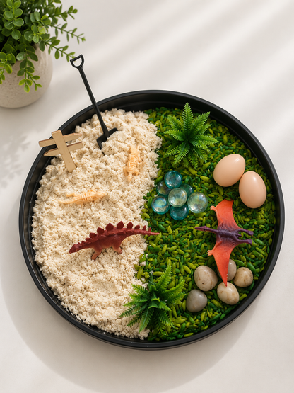 Dinosaur Adventure dino-themed sensory kit with fillers and tools - WhimsyBloom