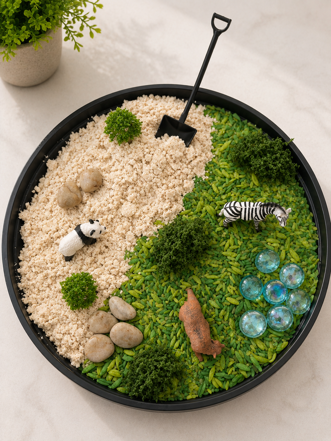 Wild Explorers sensory kit contents with fillers and play tools - WhimsyBloom